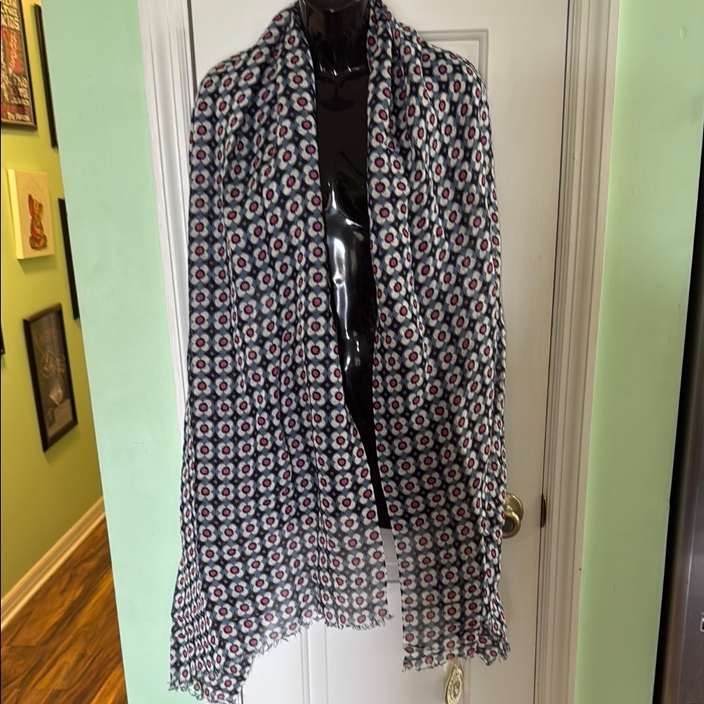 NWT Spartina 449 Print Calhoun Linen Blend Scarf Approximately 76 Inches Long